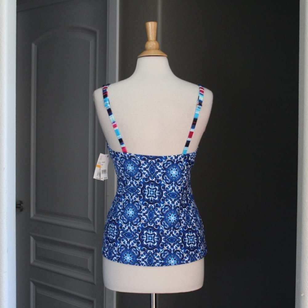 NWT $55 24th & Ocean Viva La Frida Printed Tankini Swimsuit Top Small Medium - Picture 6 of 11